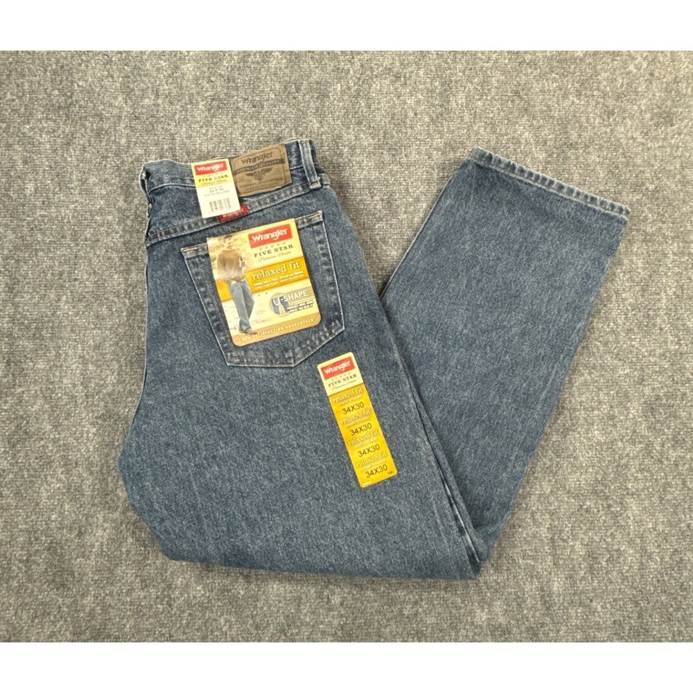 Wrangler Relaxed Fit Mens Blue Denim Jeans 34x30 Medium Wash NWT